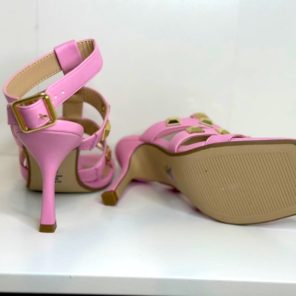 Barbie pink, strappy spiked heel sandals. Size 7 - Picture 2 of 2